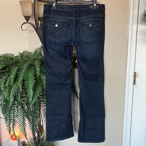 Calvin Klein Jeans Dark Wash Boot Cut Western Denim Buttoned Back Pockets - Picture 2 of 15